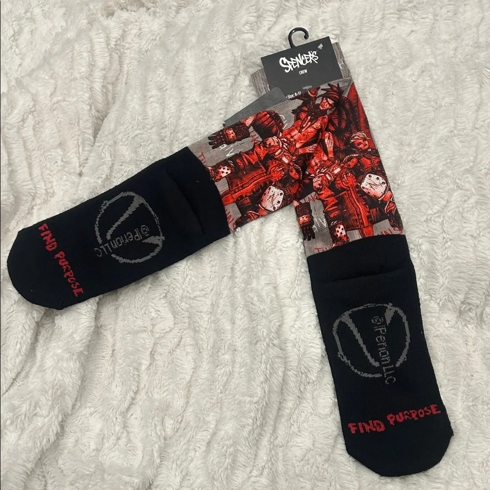 Spencer's pair of Borderlands Calypso Twins crew socks Graphic new